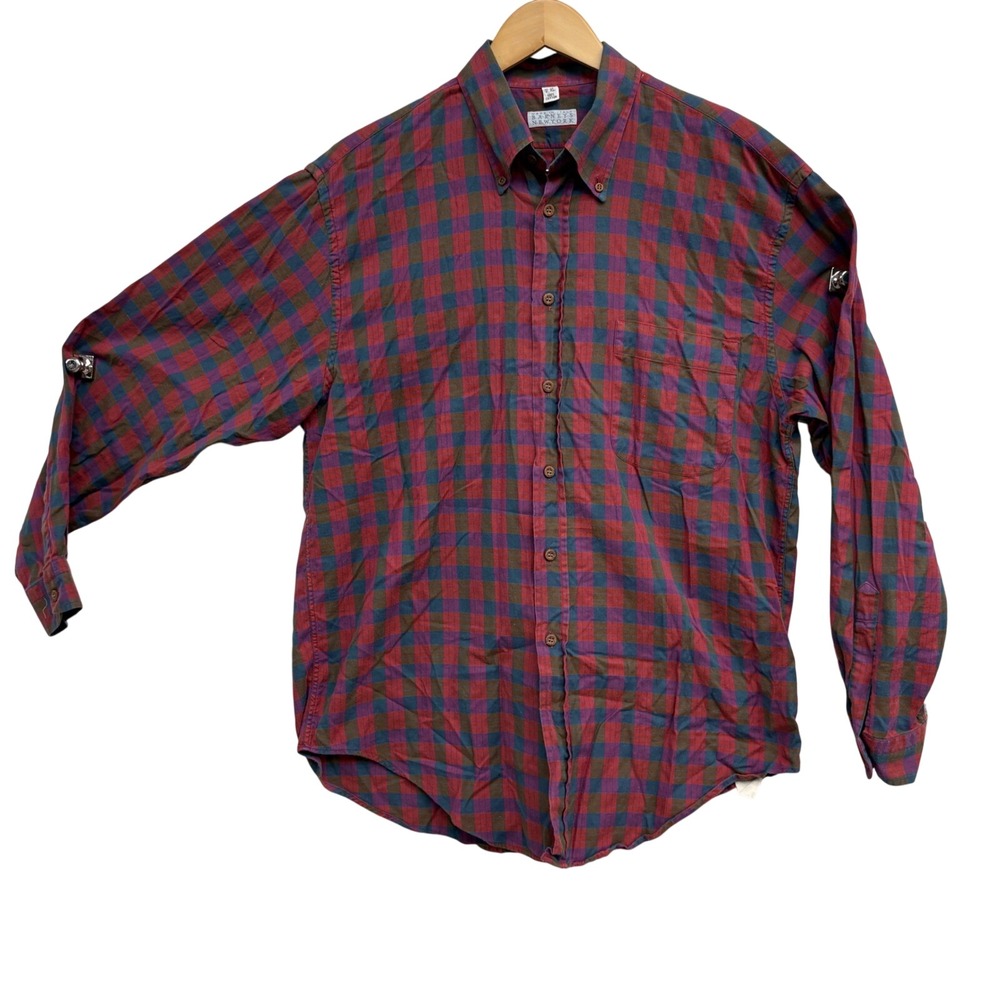 Vintage Barneys New York Mens‎ XL Plaid Button Down Shirt Made in Italyn